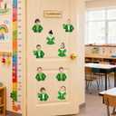 2 x St Patricks Day Classroom Bulletin Boards Decorations St. Patrick's Day DIY Cutouts March Leprechaun Suit and Dress Paper Cutting Green Irish