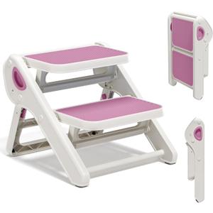 MoreFeel Foldable Toddler Step Stool for Bathroom Sink - 2-Step Kids Stool for Potty Training, Kitchen Counter & Bedroom, Sturdy Non-Slip Child Safety Stool Helper