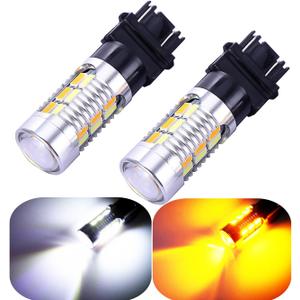 3157 3057 3357 4157 Turn Signal White Yellow Amber Switchback Led Light Bulbs 22 SMD with Projector, for Standard Socket, Not CK, Pair of 2