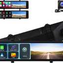 11.26 Inch 4K Mirror Dash Cam Backup camera with Wireless CarPlay Android Auto Front and Rear View Dual Cameras Night Vision Voice Control Bluetooth AUX Parking Monitor ADAS Loop Record for Cars Tucks