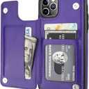 for iPhone 11 Pro Max Wallet Case with Card Holder,OT ONETOP PU Leather Kickstand Card Slots Case,Double Magnetic Clasp and Durable Shockproof Cover for iPhone 11 Pro Max 6.5 Inch (Purple)