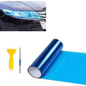 12” X 48” Dark Blue Tint Vinyl Wrap Film Roll for Car Headlight, Taillight, Fog Lights with Squeegee + Cutter（Dark Blue）