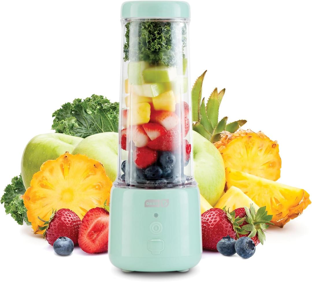 Dash 16 oz Personal USB Bottle Blender with Travel Lid and Charging Cord, Single-Serve Smoothie and Juice Maker, Aqua