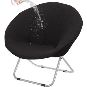Levoberg Saucer Chair Covers Waterproof Round Moon Chair Cover Slipcovers Stretch Jacquard Foldable Saucer Chair Cover Circle Chair Slipcovers Protector for Bedroom Dorm Set of 1 Black