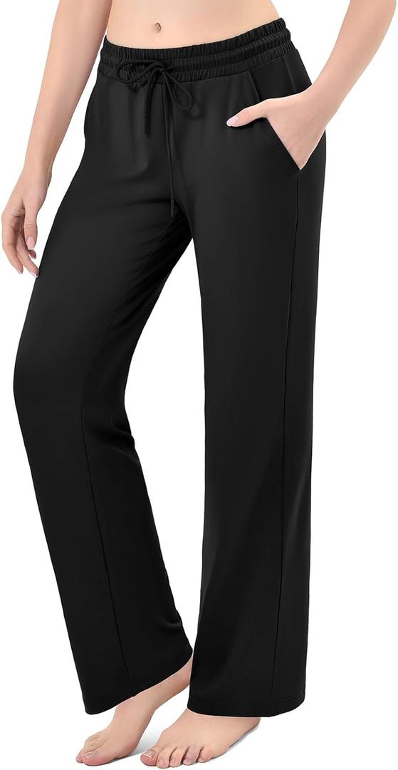 Stanpetix Track Pants Women Loose Straight Leg Womens Sweatpants with Pockets for Sports Jogging (Small, Black)