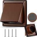 Gisafai 4 Inch Dryer Vent Cover Outdoor with Stainless Steel Screen Brown Wall Dryer Exhaust Vent Cover External Cap Cushioned Non Return Flap with Sealing Gasket Grille, Bird/Insect Proof