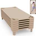 KOTEK Stackable Sleeping Daycare Cots for Kids, Portable Toddler Nap Cots, 52" L x 23" W, Ready-to-Assemble, Space-Saving Children Naptime Cot for Classroom Preschool (Set of 6, Sand)