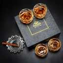 KANARS Whiskey Glasses for Men, 9 Oz Crystal Bourbon Glass Set of 4, Old Fashioned Rocks Barware for Scotch Cognac Vodka Cocktail Rum, Whisky Gifts Set for Valentine's Day Birthday Retirement