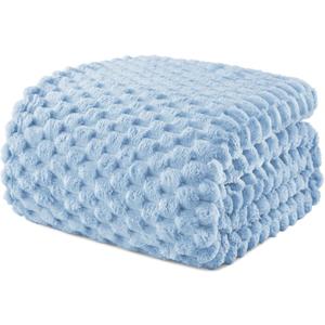 Exclusivo Mezcla Fleece Queen Blanket for Bed, Extra Large Fuzzy Stone Blue Bed Blankets, Soft Cozy Plush Sofa Throws for All Seasons, 90x90 Inches