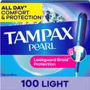 Tampax Pearl Tampons for Women, with LeakGuard Braid, Light Absorbency, Unscented, 100 Count (2 Packs of 50) 