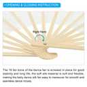 PATIKIL 16 Fan Belly Dance Silk Fan Veil 71", 1 Pair (Left+Right) Women Long Folding Dance Fan Wood Fan for Dance Performance, White Light Yellow