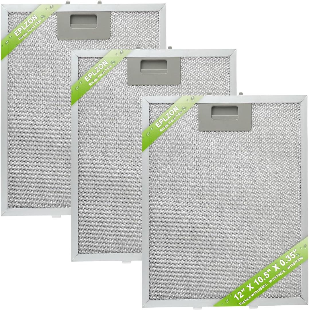 W10169961A Range Hood Filter Replacement 5 Layer Aluminum Mesh Hood Grease Filter Fit for Whirlpool, Kitchen Aid, Jenn-Air Range Hoods(3PCS)