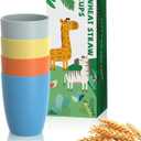 Homienly Kids Cups Premium Wheat Straw Cups Set of 4, Reusable Cups, Unbreakable Drinking Cup 12 OZ, Dishwasher and Microwave safe, Tumbler for Juice, Drinks, Milk - Beach Color