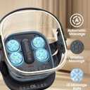 Puboo Collapsible Foot Spa with Heat and Remote  Electric Foot Bath Massager with 16 Motorized Rollers, Adjustable Temperature, Compact Design  Ideal Gift for Home Wellness & Stress Relief (Dark Blue)