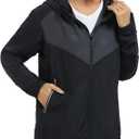 NINGMI Women's Raincoats Rain Jacket Lightweight Waterproof Windproof Hood with Pocket for Outdoor Hiking Travel Windbreaker (Black, XXXL)