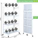 Foldable 4-Tier Metal Bookshelf with Wheels, Glossy White, 12.6" D x 23.6" W x 46.8" H, Folding Storage Rack for Living Room, Kitchen, Study
