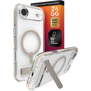 ZAGG Santa Cruz Snap Case with Kickstand for iPhone Air - Titanium, Drop Protection (13ft/4m), MagSafe Charging Compatible, ClearGuard Anti-Yellowing Technology, Scratch Resistant Phone Case
