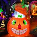 COMIN 5 FT Halloween Inflatables Animated Pumpkin Ghost Outdoor Decorations Blow Up Yard with Built-in LEDs for Indoor Party Garden Lawn Decor