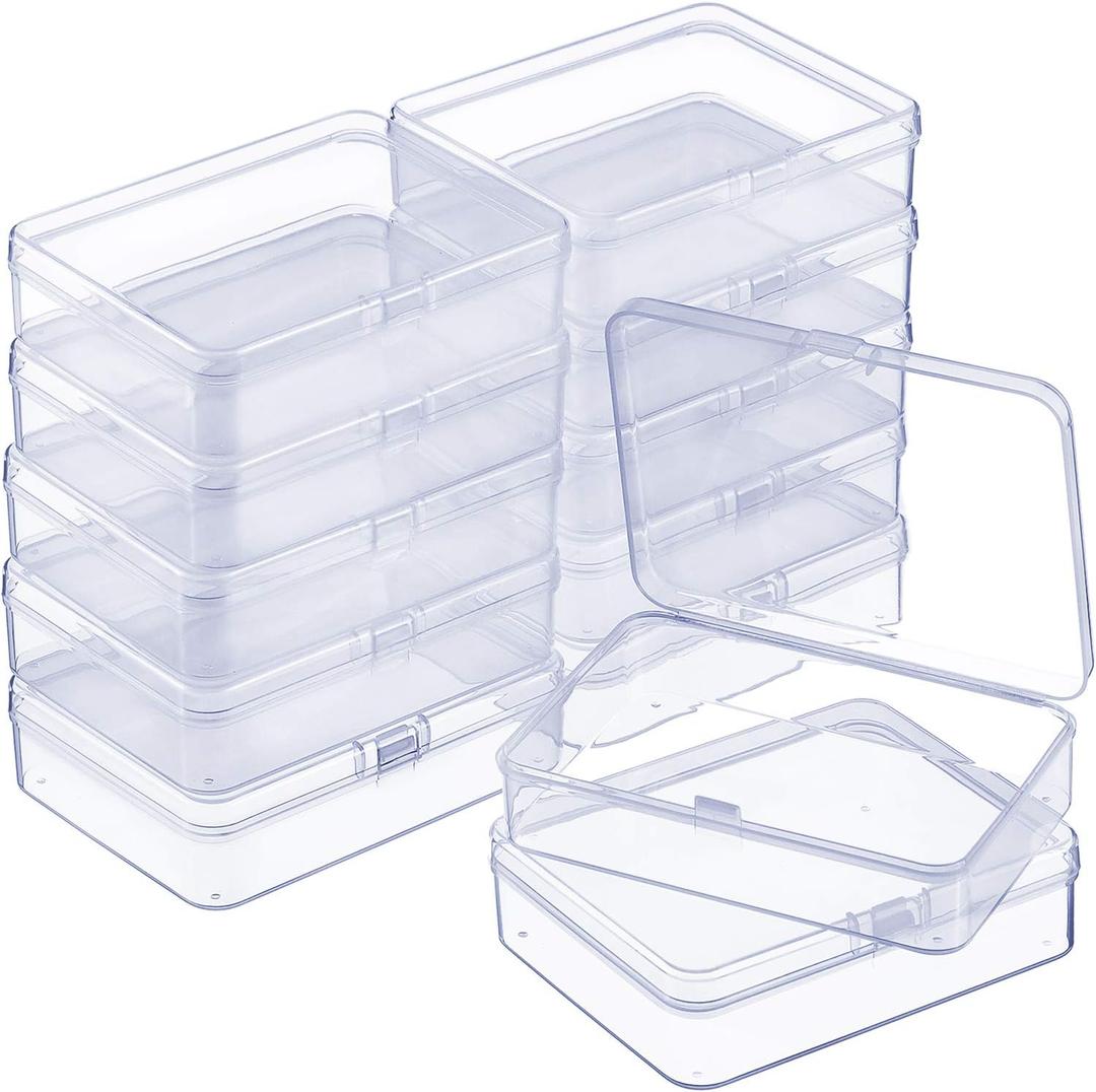 SATINIOR 12 Pack Clear Plastic Beads Storage Containers Box with Hinged Lid for Beads and More (4.45 x 3.3 x 1.18 Inch) SATINIOR 12 Pack Clear Plastic Beads Storage Containers Box with Hinged Lid for Beads and More (4.45 x 3.3 x 1.18 Inch)