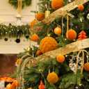 6Pcs Large Velvet Christmas Ball Ornaments 4" Copper Orange Flocked Ornaments Set for Christmas Tree with 10Pcs Velvet Bows Shatterproof Xmas Hanging Decorations for Home Fall Tankgiving Holiday Dcor