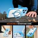 for iPhone 17 Pro Max Case with Magnetic Invisible Stand [Compatible with MagSafe] Military Drop Protection Shockproof Slim Translucent Skin-Touch Case Cover Light Blue