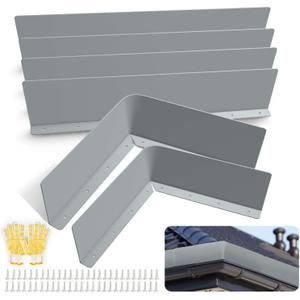 Gutter Valley Splash Guards, 6 Pcs 15.7 x 3.5 Inches Aluminum Downspout Diverter Roof Rain Roofing Gutter Guards with Screws for Shingle Corner and Straight House (Gray)