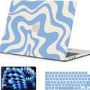 B BELK Compatible with MacBook Air 15 inch Case 2026 2025 2024 2023 M5 M4 M3 M2 A3448 A3241 A3114 A2941,Sturdy Plastic Hard Shell+Keyboard Cover+Screen Protector for Mac Air 15 inch Case, Blue Wave