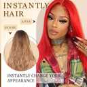 RED Clip in Extensions Human Hair 12 Inch RED Straight Clip in Seamless Extensions Human Hair Skin Weft Seamless Invisible Unprocessed Brazilian Virgin Remy Hair 120g