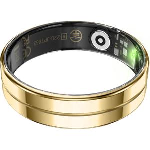 Smart Ring,Fitness Tracker Ring for Men/Women,Ultra Thin Smart Rings with Calories/Heart Rate/Blood Oxygen/Sleep Monitoring,No Subscription Fee,5ATM Waterproof (Gold, Ultra Thin-8#)