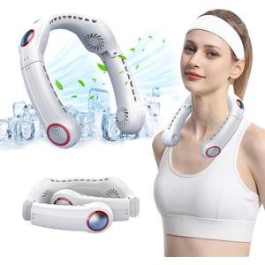 Viowey Portable Neck Fan, 4 Turbo Foldable Hands Free Bladeless Fan, 6000mAh USB Rechargeable Personal Fan with 360Cooling Airflow, 3 Speeds Adjustment for Home, Office and Outdoor Travel