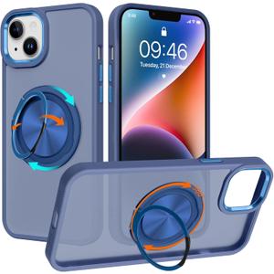 ZIYE Blue Case for iPhone 14 Case with Stand [Compatible with MagSafe] Slim Heavy Duty Protection Military Grade Shockproof Magnetic Cover with 360 Rotatable Ring Kickstand for Women Men