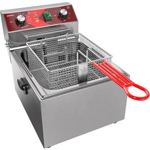 Electric Deep fryer Single Tank Deep Fryer with Basket Capacity 10L(10.5QT) Electric Countertop Fryers with 60 Minute Timer for Home Kitchen and Restaurant, 1800 Watts, 120V