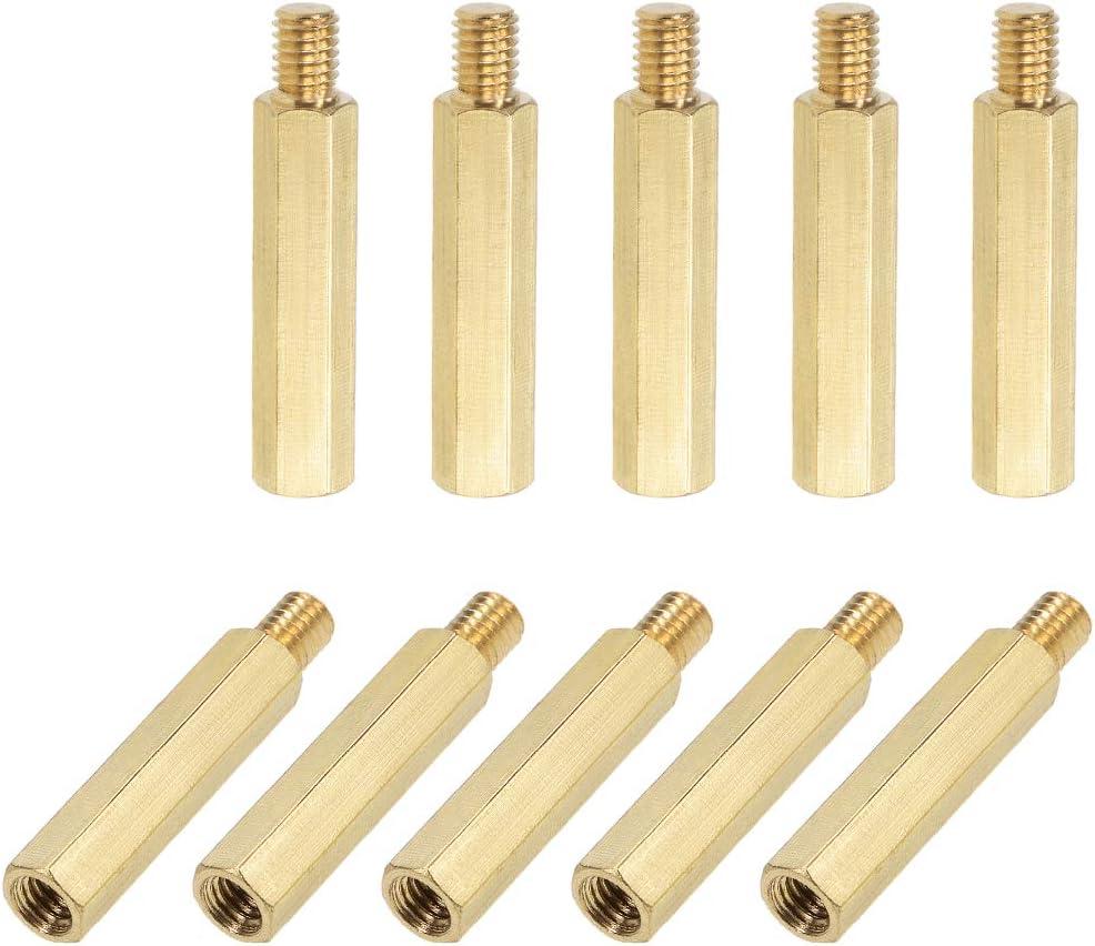 uxcell M6x35mm+8mm Male-Female Brass Hex PCB Motherboard Spacer Standoff for FPV Drone Quadcopter, Computer & Circuit Board 10pcs