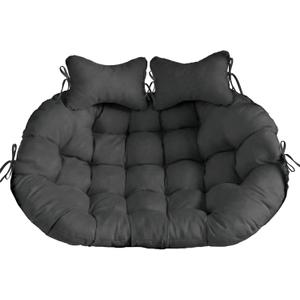 Outdoor Double Egg Chair Cushion, 2-Seater Hanging Egg Chair Cushion with 2 Detachable Pillows, for Indoor and Outdoor Hammock Chair, Patio Swing Chair, Only Cushion (Dark Gray, 59 * 43 * 6in)