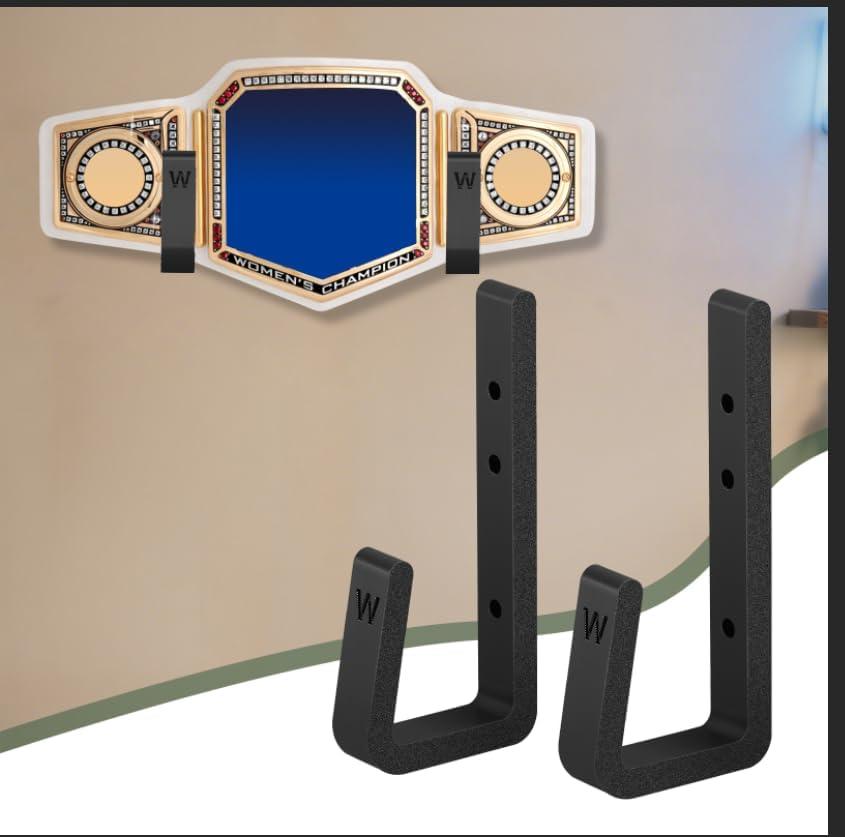Wrestling Championship Belt Display Holder for Wall, Heavy Duty Boxing Martial Arts Belt Hanger, Horizontal Wall Mount Organizer for Man Cave, Sports Memorabilia Gift for Collectors