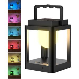 Outdoor Solar Table Lamp,Collasis 10 RGB Color Changing Lights,Portable Rechargeable Solar Lantern Waterproof, Touch Control Outdoor LED Lights Decorative for Patio Walking Reading Camping Bedside