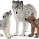 Schleich Wild Life 3pc. Mother Wolf and Baby Wolf Pups Figurine Set - Authentic and Highly Detailed Toy Set, Durable for Education and Fun Play, Perfect for Boys and Girls, Ages 3+