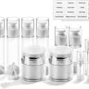 18 Pack Bubimon Airless Pump Jars, 1.7/1/0.7/0.34oz Cosmetic Containers, Leak Proof Refillable jar for Toiletries, Cream Lotion, Eye Cream, Liquid, Foundation, Shampoo (BPA Free)