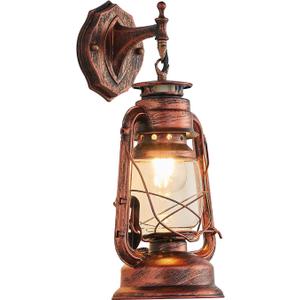 NOXARTE Rustic Wall Sconce Lighting Lantern Mounted Light with Glass Lampshade for Hallway Farmhouse Loft W7 x H15