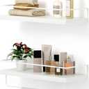 Shario Floating Shelves - Set of 2, Wall Mounted Hanging Shelves with White Towel Rack, Decorative Storage Shelves for Bathroom, Kitchen, Living Room & Bedroom (Rustic White)