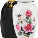 Pink Rose Humming Bird Adult Cremation Urns for Human Ashes - Decorative Urn, Ashes Urn & Male,Urns for Ashes Men & Women,Funeral Urn (Pink Rose, Adult)