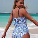 ZAFUL Womens Tankini Swimsuits Retro High Wasited 2 Piece Bathing Suit Modest Tummy Control Vacation Swimwear 2026 (L)