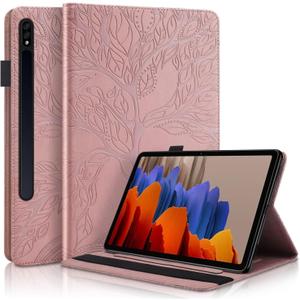 Case for Samsung Galaxy Tab S10 Plus 2024/Tab S9 Plus/S9 FE Plus 12.4 Inch 2023 PU Leather Folio Cover Multi-Angle Viewing with Card Slot Pen Holder for SM-X820/X826B/X810/X816B/X818U/X616B-Rose Gold