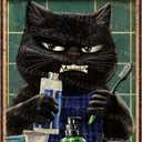 Cat Vintage Tin Sign So Fresh And So Clean Funny Metal Cat Brushing Teeth And Washing Face Poster Home Bathroom Toilet Living Room Art Wall Decoration 8x12inch (20X30cm(12*8in))