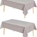 Hiasan 2 Pack Faux Linen Square Tablecloth - Wrinkle and Stain Resistant Washable Table Cloth for Kitchen Dining Room Holiday Table Cover for Party Dinner, Stone, 60 x 60 Inch