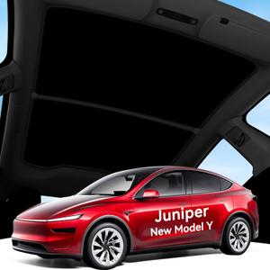2026 Upgrade Sunshade Roof for Tesla New Model Y Juniper, [Graphene Coatings & UPF 50+ & No-Sag] 1:1 Fit Heat Insulation Sunroof Cover for Tesla Model Y Accessories 2025 2026, Black, 2PCS