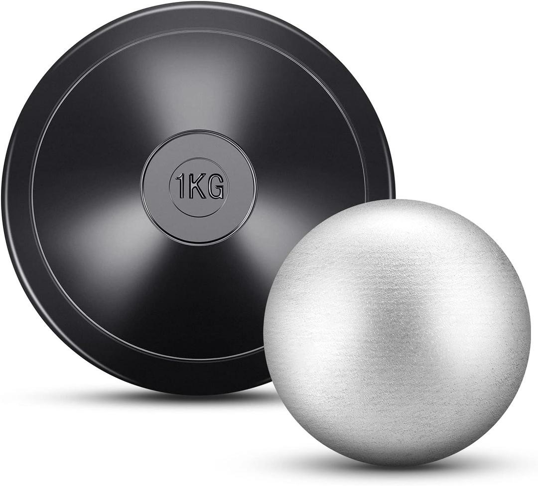 Deekin 2 Pcs Shot Put Rubber Discus 1 kg Black Shot Put Ball for School Track and Field Discuses for Outdoor Practice Throwing (12 Ib)