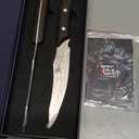 Steak Knives Set of 2, 4.8 Inch High End Japanese Style Fine Edge Meat Knife with Wood Handle, Damascus Pattern Full Tang Design, Super Sharp Dinner Knives with Exquisite Box, Cooking Gifts (Brown)