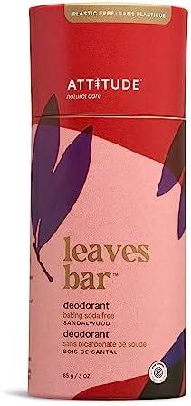 ATTITUDE Natural Deodorant, Aluminum-free, Odor Control & Long Lasting, Nourishing Ingredients, Castor and Jojoba Oils, Baking Soda-free, EWG Verified, For Men and Women, Sandalwood, 3 Oz