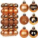 Hollyone 1.57" Orange Christmas Ornaments - 36 Pcs Mini Shatterproof Balls - Christmas Tree Decorations - Small Xmas Ornaments with Hanging Loop - Wedding, Holiday, Party, Home Decor